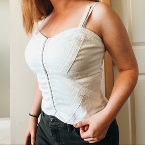 Bisou Bisou White Denim Tank size 8